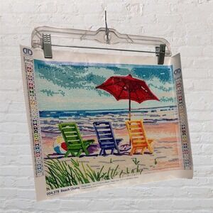 Diamond Dotz Beach Chairs DD4.378 Completed Diamond Painting 14x11 Beach Decor‎
